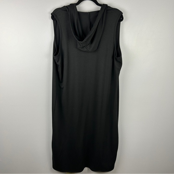 Cyrus Open Front Lagenlook Sleeveless Hooded Duster Cardigan Black Large - Picture 6 of 14